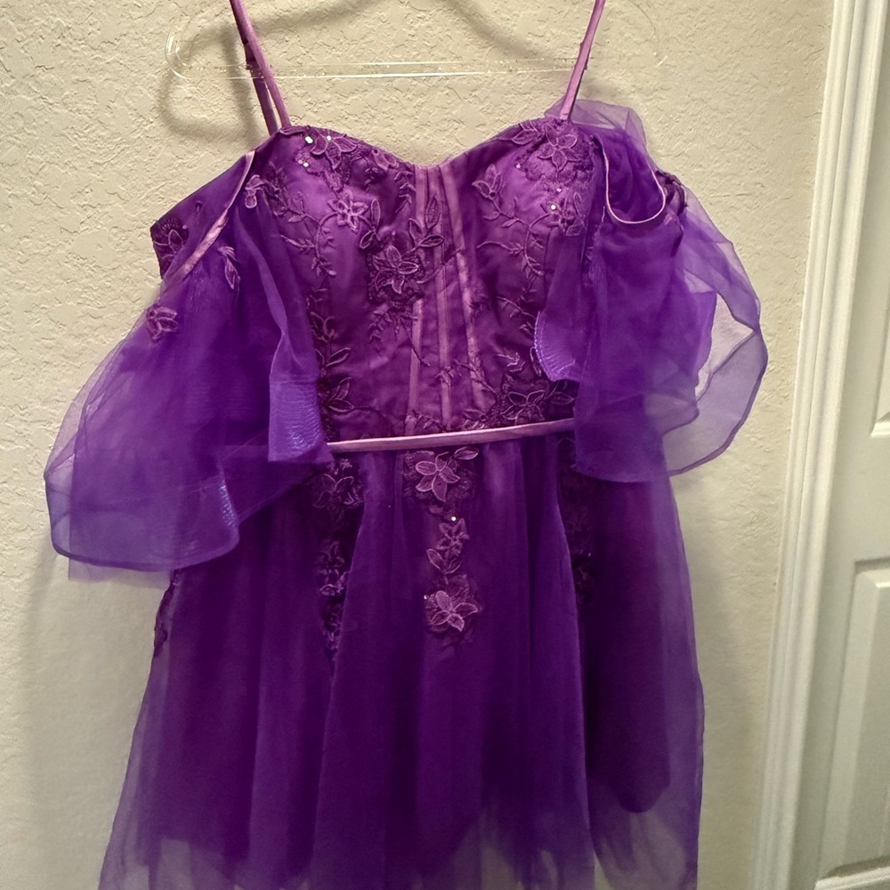 Chic Purple Floral Prom Dress